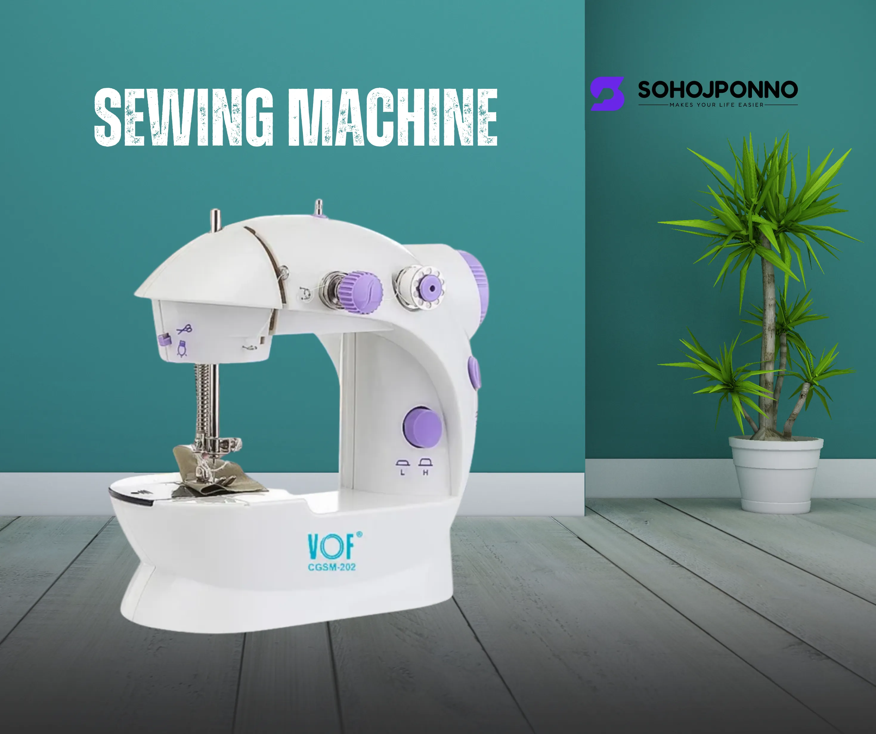 VOF Mini Electric Sewing Machine – Dual Speed, Double Thread, Pedal & Portable