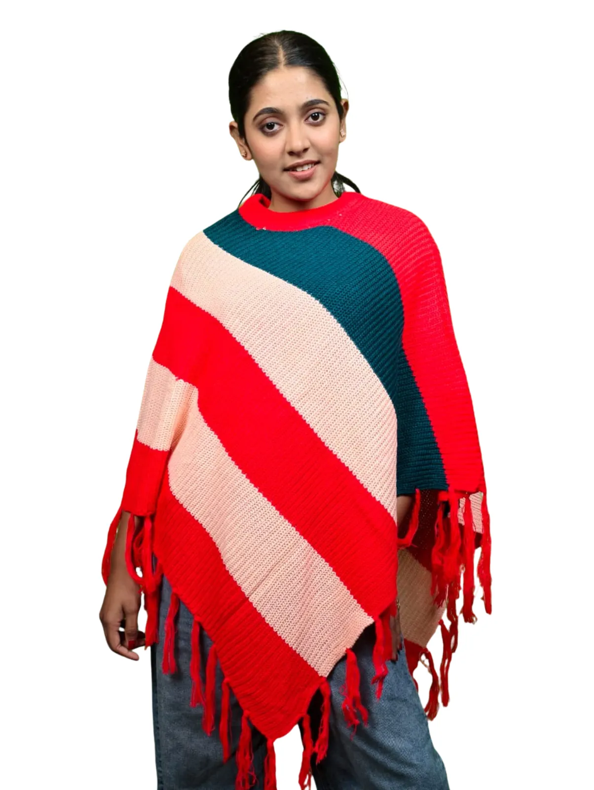 Exclusive Winter ladies poncho Sweater(Stipe)