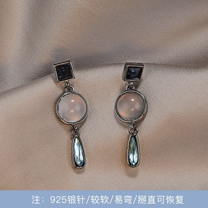 Midnight Dew Gemstone Drop Earrings