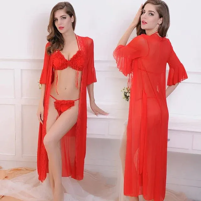 MeshMuse Halter Tassel Long Nightdress